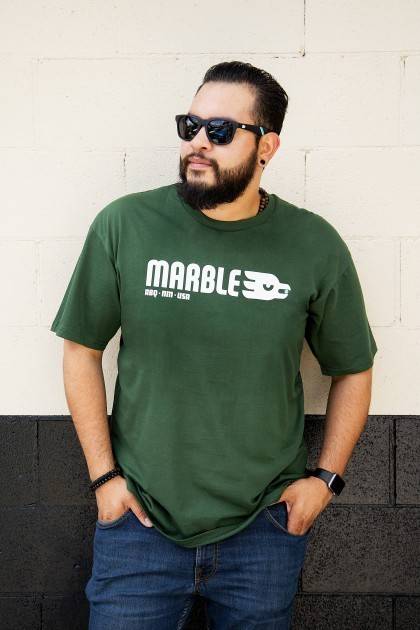 marble classic forest green tee front view